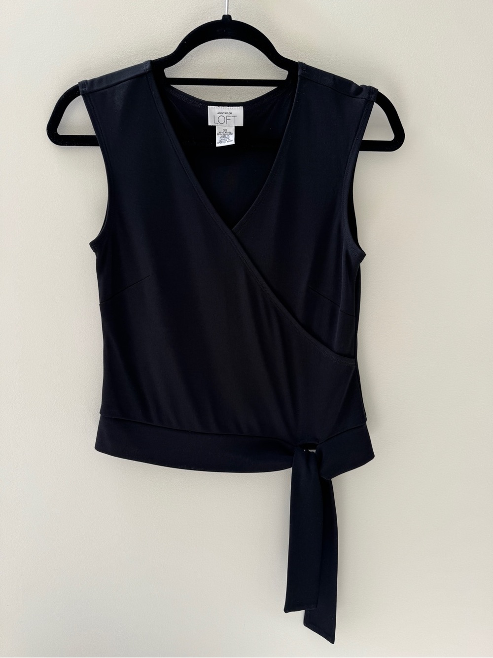 Ann Taylor LOFT Black Sleeveless Wrap Tie Camisole